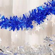 🎄 blue metallic twist garland with star - 33ft tinsel decorations for christmas tree, wedding, birthday party - 5-layer encrypted tinsel tassel - reliable supplies logo