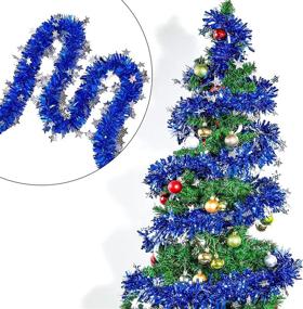 img 3 attached to 🎄 Blue Metallic Twist Garland with Star - 33FT Tinsel Decorations for Christmas Tree, Wedding, Birthday Party - 5-Layer Encrypted Tinsel Tassel - Reliable Supplies