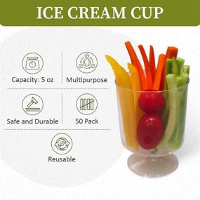 img 3 attached to 🍨 Oasis Creations 5 oz Medium-Large Ice Cream Cup - Pack of 50 Disposable Dessert Cups - Convenient Appetizer Cups- Wine Goblet Glasses - Versatile Disposable or Reusable Design- Single Piece