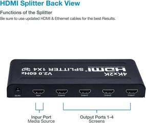 img 1 attached to 🔌 Эксперт Connect 1x4 HDMI Splitter: 4 порта - Ultra HD 4K/2K @ 60 Гц - HDR - HDMI 2.0 - HDCP 2.2 - Полный HD/3D - DTS - Прямой ТВ - 18 Гбит/с