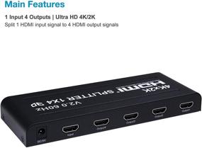 img 3 attached to 🔌 Expert Connect 1x4 HDMI Splitter: 4 Port - Ultra HD 4K/2K @ 60Hz - HDR - HDMI 2.0 - HDCP 2.2 - Full HD/3D - DTS - Direct TV - 18 Gbps
