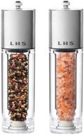 lhs dual salt and pepper grinder set - premium stainless steel & acrylic mills 🧂 with ceramic blades for adjustable coarseness - perfect for salt, black pepper, spices - pepper shaker mill logo