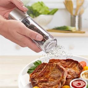 img 2 attached to LHS Dual Salt and Pepper Grinder Set - Premium Stainless Steel & Acrylic Mills 🧂 with Ceramic Blades for Adjustable Coarseness - Perfect for Salt, Black Pepper, Spices - Pepper Shaker Mill