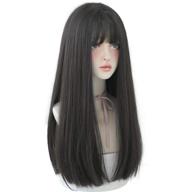 👩 urcgtsa 23-inch long hair wig for women, synthetic hair natural straight wig with bangs for party cosplay, black brown wig for girls logo