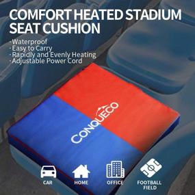 img 2 attached to 🔥 CONQUECO Heated Seat Cushion - Portable Electric Mat with 3 Heat Settings for Outdoor Sports, Camping, Travel, and Winter Warmth