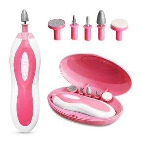 img 1 attached to 💅 Portable Electric Pedicure & Manicure Set: 5-Piece Attachment for Hands and Feet Care - USB Nail File for Home Use (Pink)