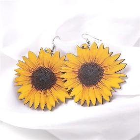 img 2 attached to 🌻 3D Wooden Sunflower Drop Earrings by ANDPAI - Handmade Bohemian Dangle Earrings, Yellow Flower Statement Jewelry for Women and Girls - Unique Sunflower Earrings, Simple Daisy Wood Earring Gifts