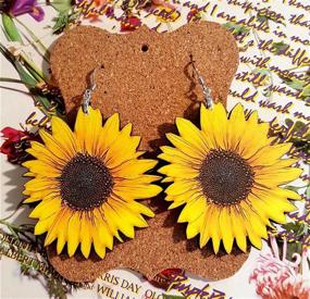 img 1 attached to 🌻 3D Wooden Sunflower Drop Earrings by ANDPAI - Handmade Bohemian Dangle Earrings, Yellow Flower Statement Jewelry for Women and Girls - Unique Sunflower Earrings, Simple Daisy Wood Earring Gifts