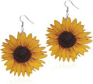 🌻 3d wooden sunflower drop earrings by andpai - handmade bohemian dangle earrings, yellow flower statement jewelry for women and girls - unique sunflower earrings, simple daisy wood earring gifts logo