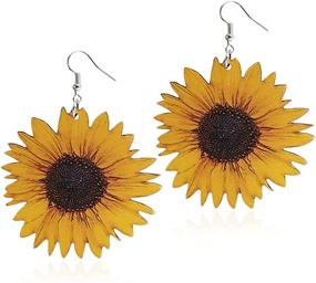 img 4 attached to 🌻 3D Wooden Sunflower Drop Earrings by ANDPAI - Handmade Bohemian Dangle Earrings, Yellow Flower Statement Jewelry for Women and Girls - Unique Sunflower Earrings, Simple Daisy Wood Earring Gifts