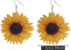 img 3 attached to 🌻 3D Wooden Sunflower Drop Earrings by ANDPAI - Handmade Bohemian Dangle Earrings, Yellow Flower Statement Jewelry for Women and Girls - Unique Sunflower Earrings, Simple Daisy Wood Earring Gifts