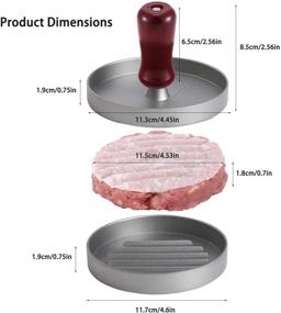 img 3 attached to 🍔 Acedada Burger Press: Non-Stick Patty Maker with Patty Papers, 4.6" Round Aluminum Mold Ring for BBQ Grill - Red Wooden Handle