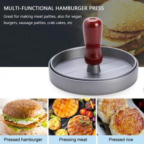 img 1 attached to 🍔 Acedada Burger Press: Non-Stick Patty Maker with Patty Papers, 4.6" Round Aluminum Mold Ring for BBQ Grill - Red Wooden Handle