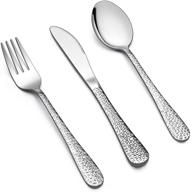 🍽️ lianyu 12-piece kids utensils set, stainless steel toddler flatware cutlery, hammered children tableware with knives forks spoons, dishwasher safe logo