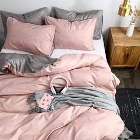 img 2 attached to 🛏️ Dobeans Duvet Cover Set Queen Size - Reversible Pink and Grey Design - Soft Comforter Cover Set - 3 Pcs Microfiber Bedding