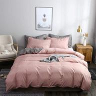 🛏️ dobeans duvet cover set queen size - reversible pink and grey design - soft comforter cover set - 3 pcs microfiber bedding logo