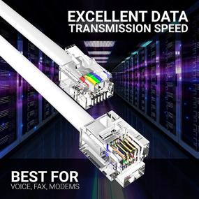 img 2 attached to 📞 RJ11 Телефонный кабель для стационарного телефона и устройств RJ11 к RJ11 - Высококачественные соединения и прочность - 4 контактные пластины с покрытием из золота - Плавная и четкая связь (белый, 3 фута) от G-PLUG