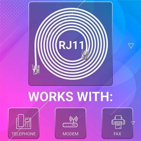 img 1 attached to 📞 RJ11 Телефонный кабель для стационарного телефона и устройств RJ11 к RJ11 - Высококачественные соединения и прочность - 4 контактные пластины с покрытием из золота - Плавная и четкая связь (белый, 3 фута) от G-PLUG