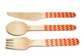 img 1 attached to 🧺 Perfect Stix Picnic Kit 36Ct - Chevron-Orange Wooden Cutlery Set: Stylish Chevron Print for Your Outdoor Dining Experience