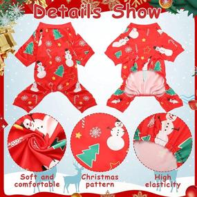 img 2 attached to 🎄 Christmas Dog Pajamas Set with Santa, Snowman, Xmas Tree, and Snowflake Patterns - Holiday Pet Puppy Clothes Onesie