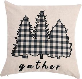 img 1 attached to 🎄 Set of 4 Christmas Plaid Pillow Covers - Black & White Buffalo Plaid Check Design, 18x18 Inch - Decorative Throw Pillow Cases for Sofa, Couch, Bedroom or Patio Seat - Ideal for Christmas Winter Holiday Decoration