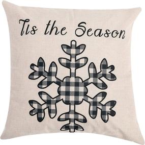 img 2 attached to 🎄 Set of 4 Christmas Plaid Pillow Covers - Black & White Buffalo Plaid Check Design, 18x18 Inch - Decorative Throw Pillow Cases for Sofa, Couch, Bedroom or Patio Seat - Ideal for Christmas Winter Holiday Decoration