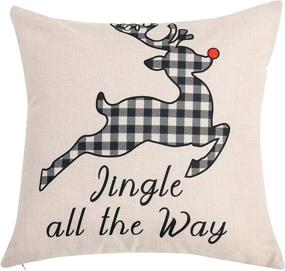 img 3 attached to 🎄 Set of 4 Christmas Plaid Pillow Covers - Black & White Buffalo Plaid Check Design, 18x18 Inch - Decorative Throw Pillow Cases for Sofa, Couch, Bedroom or Patio Seat - Ideal for Christmas Winter Holiday Decoration