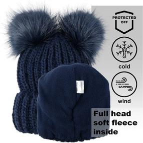 img 3 attached to 🧣 Braxton Beanie Women: Cable Knit Winter Hat with 2 Pom Ears - Warm Fleece, Wool Snow Outdoor Ski Cap