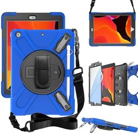 img 4 attached to ZenRich iPad 10.2 Case with Screen Protector, Pencil Holder, Kickstand, Hand Strap, 📱 and Shoulder Strap - Blue (Compatible with iPad 9th/8th/7th Generation, 10.2 inch, Released in 2021/2020/2019)