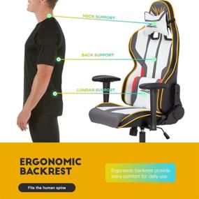 img 2 attached to 🎮 White Gaming Chair - Racing Style Office Chair with Lumbar Support, Headrest, Armrest - Ergonomic Swivel Chair for PC, Computer, E-Sports - Adjustable Desk Chair for Adults, Gamer Girls - PU Leather Task Chair