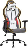 🎮 white gaming chair - racing style office chair with lumbar support, headrest, armrest - ergonomic swivel chair for pc, computer, e-sports - adjustable desk chair for adults, gamer girls - pu leather task chair логотип