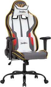 img 4 attached to 🎮 White Gaming Chair - Racing Style Office Chair with Lumbar Support, Headrest, Armrest - Ergonomic Swivel Chair for PC, Computer, E-Sports - Adjustable Desk Chair for Adults, Gamer Girls - PU Leather Task Chair