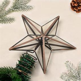 img 1 attached to Glass Star Christmas Tree Topper - Large Rustic Retro Farmhouse Country Decor - Unique Vintage Elegant Tree Toppers Clip for Xmas Tree Tops