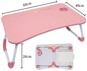 img 3 attached to 🔍 Компактный подставка для ноутбука: удобный столик для кровати с держателем для телефона, держателем для чашек и выдвижным ящиком Powder