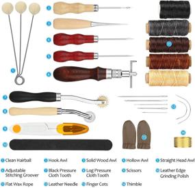 img 2 attached to Enhance Your Leather Craft with FIXM 28-Piece Leather Sewing Tool Set - Includes Awl, Stitching Groover, Wax Thread, Thimble & More - Perfect for Carpets, Coats, Tents & More!