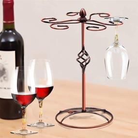 img 1 attached to 🍷 Sunnyac Spiral Style Bronze Wine Glass Rack - Elegant Freestanding Stemware Holder Stand With 6 Hooks, Ideal for Home and Bar Storage, Artistic Tabletop Display