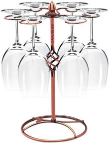 img 4 attached to 🍷 Sunnyac Spiral Style Bronze Wine Glass Rack - Elegant Freestanding Stemware Holder Stand With 6 Hooks, Ideal for Home and Bar Storage, Artistic Tabletop Display