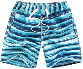 img 1 attached to 🩳 HZYBABY Boys' Quick-Dry Drawstring Waist Swim Trunks with Reflection Strip, Beach Board Shorts Swimsuit Featuring Pocket