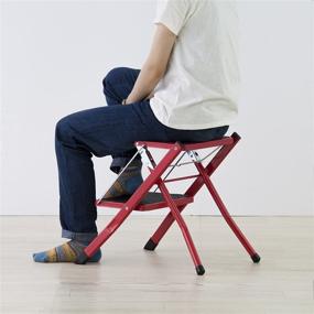 img 1 attached to 🔴 AZUMAYA PC-334RD Folding Step: Compact 17" Steel Frame, Red - W16.9 x D18.9 x H17.0