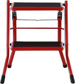 img 2 attached to 🔴 AZUMAYA PC-334RD Folding Step: Compact 17" Steel Frame, Red - W16.9 x D18.9 x H17.0