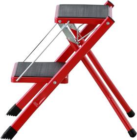 img 3 attached to 🔴 AZUMAYA PC-334RD Folding Step: Compact 17" Steel Frame, Red - W16.9 x D18.9 x H17.0