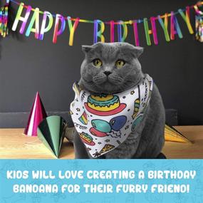 img 3 attached to 🎉 Pet Krewe Birthday Dog Bandana Party Supplies - DIY Kit with 2 Pet Bandanas & 4 Non-Toxic Fabric Markers for Dogs or Cats - One Size Fits Most