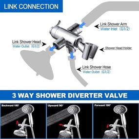 img 2 attached to 🚿 High Pressure 3 Way Shower Diverter, Rain Shower Head Combo with Handheld Shower, Solid Brass Construction, 5 Settings, 4" Face, 2M Shower Hose, Chrome Finish