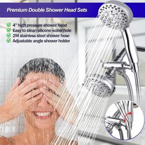 img 3 attached to 🚿 High Pressure 3 Way Shower Diverter, Rain Shower Head Combo with Handheld Shower, Solid Brass Construction, 5 Settings, 4" Face, 2M Shower Hose, Chrome Finish