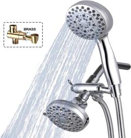 img 4 attached to 🚿 High Pressure 3 Way Shower Diverter, Rain Shower Head Combo with Handheld Shower, Solid Brass Construction, 5 Settings, 4" Face, 2M Shower Hose, Chrome Finish