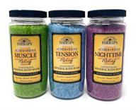 relaxing and soothing village naturals therapy mineral bath soak variety set: restless nights, aches & pain, stress & tension (3 pack, 20oz jars) logo