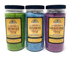 img 4 attached to Relaxing and Soothing Village Naturals Therapy Mineral Bath Soak Variety Set: Restless Nights, Aches & Pain, Stress & Tension (3 Pack, 20oz Jars)