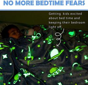 img 2 attached to 🚀 Glow in The Dark Luminous Astronaut Blanket for Kids - Large 60in x 50in Soft Plush Space Ship & Planets Blanket Throw for Girls & Boys - Glowing Starry Night Rocket Blanket Gift