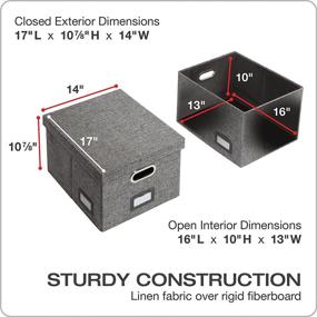 img 1 attached to Pendaflex Складная коробка для файлов с крышкой, включает рамку для папок формата Letter и Legal, с металлическими ручками, ярлыками, цвет - Heather Gray (41790)