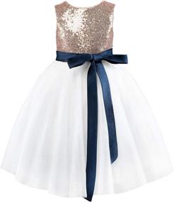 img 4 attached to 🌸 Sequin Wedding Flower Bridesmaid Girls' Clothing in Miami